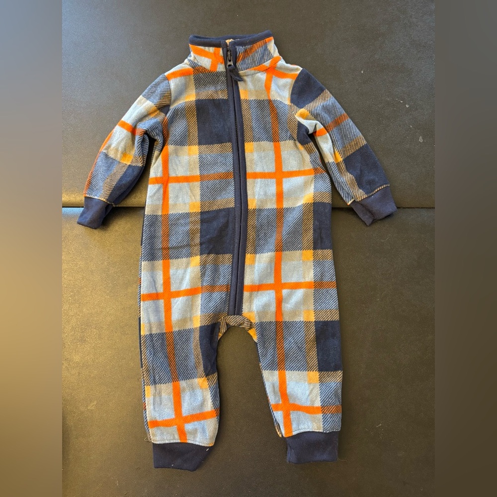 Plaid Kids One Piece - Blue and Orange